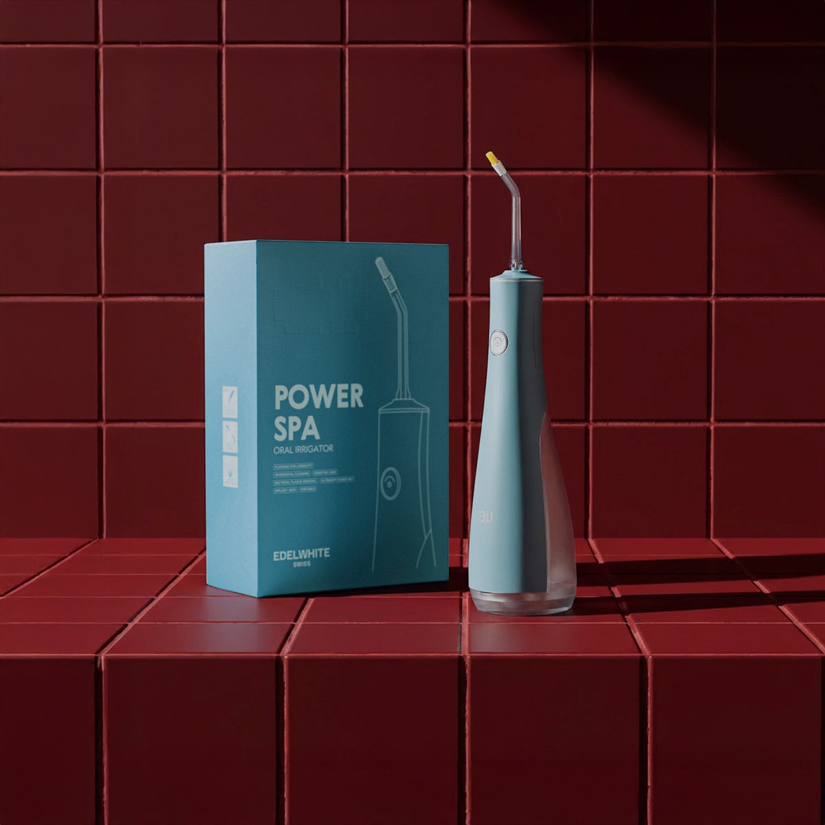 Kabellose Munddusche EDELWHITE Flosserpik Power Spa mit subgingivalem Aufsatz für Zahnfleischtaschen